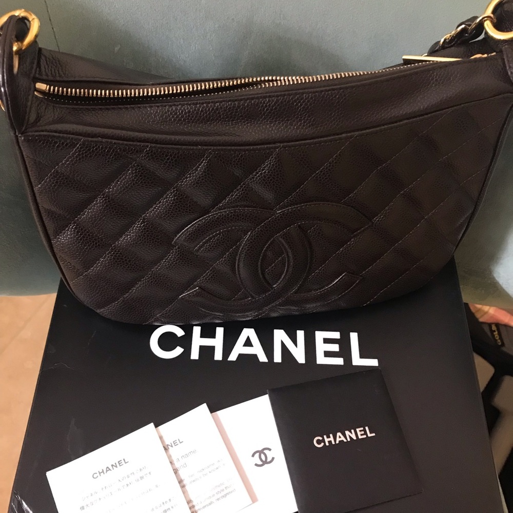 Chanel BROWN quilted caviar shoulder bag